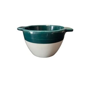 Forest Green and White Stoneware Soup Crock with Side Handles‎ Two Tone Ramekin